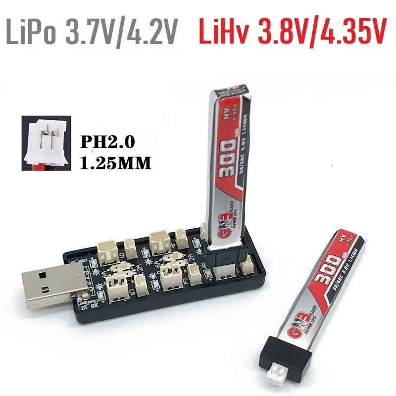 Drone Battery Adapter - 6CH USB 1S LiPo/LiHv 3,7 В/4,2